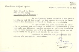 [Carta] 1951 nov. 14, Nápoles, [Italia] [a] señor Cónsul de Chile, Doña Lucila Godoy, Via Tasso 220, Nápoles