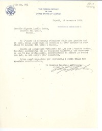 [Carta] File N° 301, 1951 nov. 19, Napoli, [Italia] [a la] Gentile Signora Lucila Godoy, Console del Chile, Napoli, [Italia]
