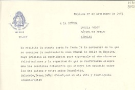[Carta] 1951 nov. 17, Nápoles, [Italia] [a] Señora Lucila Godoy, Cónsul de Chile, Nápoles