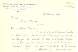 [Carta] 1957 ene. 23, Santiago, Chile [a] Doris Dana, New York, [Estados Unidos]