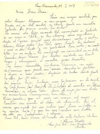 [Carta] 1957 ene 11, San Bernardo, Chile [a] Doris Dana, [Long Island, New York, Estados Unidos]