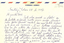 [Carta] 1957 feb. 25, Santiago, Chile [a] Doris [Dana, Long Island, New York, Estados Unidos]