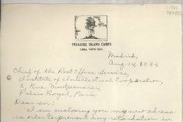 [Carta] 1933 Aug. 14, Madrid, [España] [al] Chief of the Post office Service, Institute of Intellectual Cooperation, 2, Rue Montpensier, Palais Royal, Paris, [France]