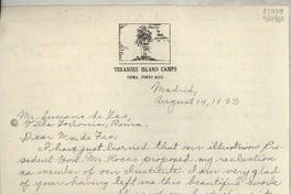[Carta] 1933 Aug. 14, Madrid, [España] [a] Mr. Luciano De Feo, Villa Torlonia, Roma, [Italia]