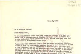 [Carta] 1960 mar. 1, [Estados Unidos] [a] Germán Plaza, Plaza & Janes, S.A., Barcelona, Spain