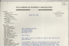 [Carta] 1946 Apr. 26, New York, [Estados Unidos] [a] Srta. Gabriela Mistral, New York