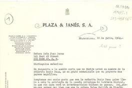 [Carta] 1964 jul. 10, Barcelona, [España] [a] Joan Daves, New York, [Estados Unidos]