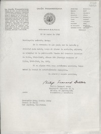[Carta] 1948 mar. 19, Washington 6, D. C., E.U.A. [a la] Honorable Srta. Lucila Godoy, Cónsul de Chile, Los Angeles, California, [EE.UU.]