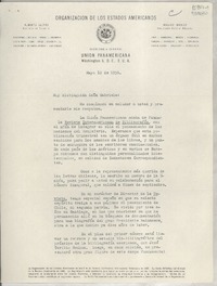 [Carta] 1950 mayo 10, Washington 6, D. C., E.U.A. [a la] Señorita Doña Gabriela Mistral, co Embajada de Chile, México, D. F.