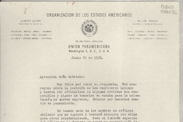 [Carta] 1950 jun. 29, Washington 6, D. C., E.U.A. [a la] Srta. Doña Gabriela Mistral, Apartado 21, Jalapa, Veracruz, México