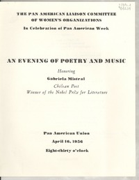 An evening of poetry and music : Honoring Gabriela Mistral [programa]