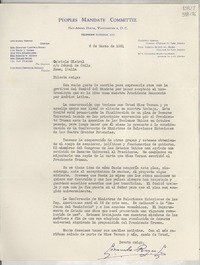 [Carta] 1951 mar. 6, Washington D. C., [Estados Unidos] [a] Gabriela Mistral, Cónsul de Chile, Roma, Italia