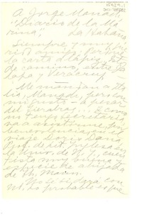 [Carta] [1949 , Jalapa, México] [a] Jorge Mañach, Diario de la Marina, La Habana, [Cuba]