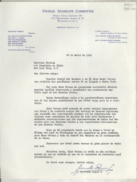 [Carta] 1953 mar. 28, Washington D. C., [Estados Unidos] [a] Gabriela Mistral, Consulado de Chile, New York City