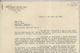 [Carta] 1952 abr. 29, Vicuña, Chile [a la] Señorita Doris Dana, Nápoles, Italia