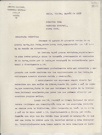 [Carta] 1953 mayo 31, Vicuña, [Chile] [a] Señorita Gabriela Mistral, Nueva York