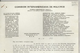 [Carta] 1943 abr. 19, Washington D. C., Estados Unidos [a] Muy estimada compatriota