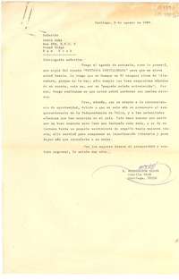 [Carta] 1960 ago. 8, Santiago, Chile [a] Doris Dana, New York, [Estados Unidos]