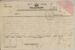 [Telegrama] 1946 Mar. 6, London, Inglaterra [a] Gabriela Mistral