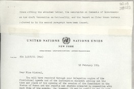[Carta] 1954 Feb. 18, New York, [Estados Unidos] [a] Miss Gabriela Mistral