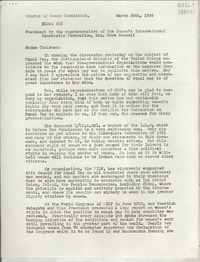 [Carta] 1954 Mar. 26, [Estados Unidos] [a] Madam Chairman