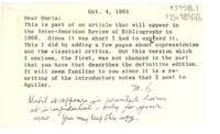 [Tarjeta] 1965 oct. 4, [Estados Unidos?] [a] Doris [Dana]