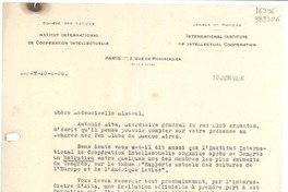 [Carta] 1936 juin 10, Paris, [Francia] [a] Mademoiselle G. Mistral, Lisbonne, Portugal