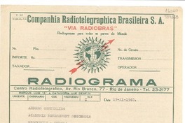 [Telegrama] 1945 nov. 19, [Brasil] [a] Andres Oesterling, Academie Boershuset Stockholm, Stockholm, Suecia