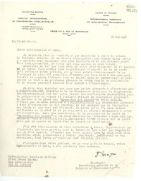 [Carta] 1937 oct. 21, Paris, [Francia] [a] Mademoiselle Gabriela Mistral, Rio de Janeiro