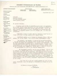 [Carta] 1947 sept. 20, Washington D. C., [Estados Unidos] [a] Señorita Gabriela Mistral, 729 East Anapamu Street, Santa Bárbara, Calif.