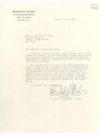 [Carta] 1953 oct. 27, 350 Fifth Avenue, New York 1, N. Y., [EE.UU.] [a la] Srta. Gabriela Mistral, Spruce Street, Roslyn, Long Island, New York, [EE.UU.]