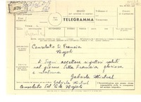[Telegrama] 1952 jul. 14?, Consolato del Chile, Napoli, [Italia] [a] Consolato di Francia, Napoli, [Italia]