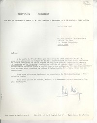 [Carta] 1967 juin 22, 118, Rue de Vaugirard, Paris, [France] [a] Maître Marcelle Kraemer-Bach, Avocat à la Cour, 75, Rue de Longchamp, Paris 16ème, [France]