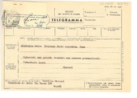 [Telegrama] 1952 ago. 8, Consulado de Chile, Napoli, [Italia] [a] Liubimiro Males, Instituto Italo Argentino, Roma, [Italia]