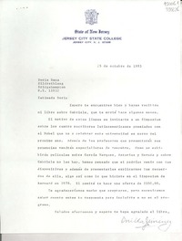 [Carta] 1983 oct. 25, [Jersey City, Estados Unidos] [a] Doris Dana, Hildrethlang, Bridgehampton, N. Y.