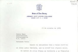 [Carta] 1983 oct. 25, [Jersey City, Estados Unidos] [a] Doris Dana, Hildrethlang, Bridgehampton, N. Y.