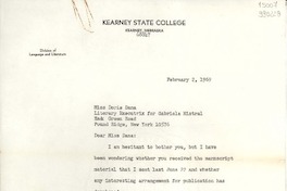 [Carta] 1969 Feb. 2, Kearney, Nebraska, [Estados Unidos] [a] Miss Doris Dana, Hack Green Road, Pound Ridge, New York