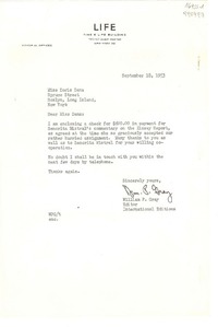 [Carta] 1953 Sept. 18, Life, Time & Life Building, Rockefeller Center, New York 20, [EE.UU.] [a] Miss Doris Dana, Spruce Street, Roslyn, Long Island, New York, [EE.UU.]