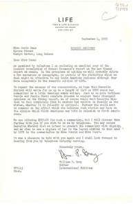 [Carta] 1953 Sept. 4, Life, Time & Life Building, Rockefeller Center, New York 20, [EE.UU.] [a] Miss Doris Dana, Spruce Street, Roslyn Harbor, Long Island, New York, [EE.UU.]