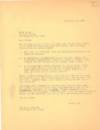 [Carta] 1958 Feb. 11, New York, [Estados Unidos] [a] Joan Daves, 15 East 48 St., New York