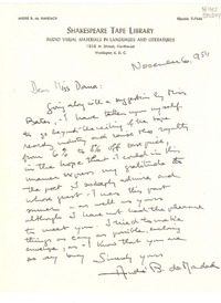 [Carta] 1954 Nov. 6, Washington D. C., [Estados Unidos] [a] Dear Miss Dana