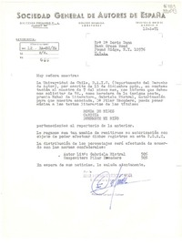 [Carta] 1971 ene. 12, [Madrid, España] [a] Sra. Doris Dana, Hack Green Road, Pound Ridge, N. Y.