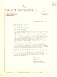 [Carta] 1947 Sept. 30, [Chicago, Illinois, Estados Unidos] [a] Miss Gabriela Mistral, Chilean Consulate, Los Angeles, California