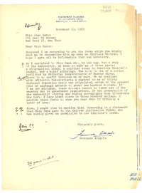 [Carta] 1963 Nov. 19, 55 Arlmonte Drive, Berkeley 7, California, [EE.UU.] [a] Miss Joan Daves, 145 East 49 Street, New York 17, New York, [EE.UU.]