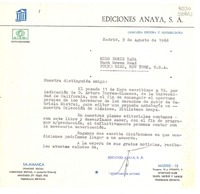 [Carta] 1966 ago. 9, Madrid, [España] [a] Miss Doris Dana, Hach Green Road, Pound Rige, New York