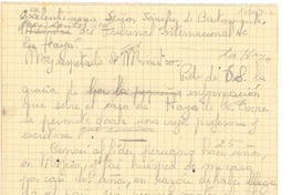 [Carta] [Rapallo], [Italia] [al] Señor Sánchez de Bustamante, Presidente del Tribunal de La Haya