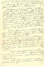 [Carta] [1950], Apartado 21, Xalapa, Ver., México [al] Caro D. Luis Araquistain, París, [Francia]