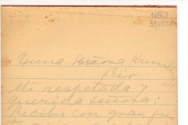 [Carta] [a] Señora Kumlin, Rio de Janeiro