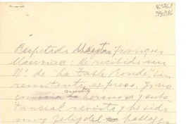 [Carta] [a] Respetado maestro Francois Mauriac