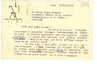 [Tarjeta] 1952 ago. 15, Roma, [Italie] [a] M. Pierre Louis Flouquet, Secrétaire Général de la Biennale Internationale de la Poésie, Bruxelles, [Belgium]